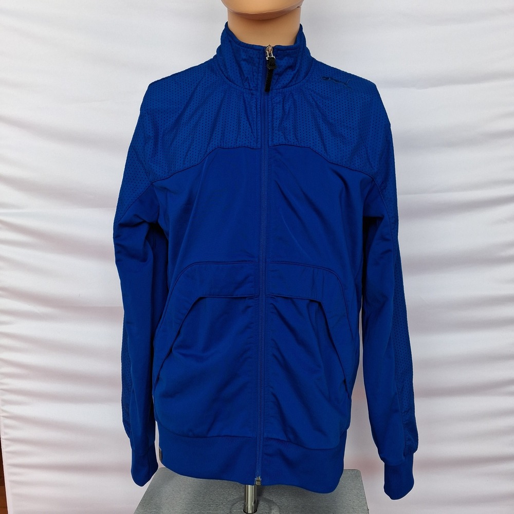 Puma Mens Royal Blue Perforated Mesh Panel Full Zip Track Jacket Size Medium